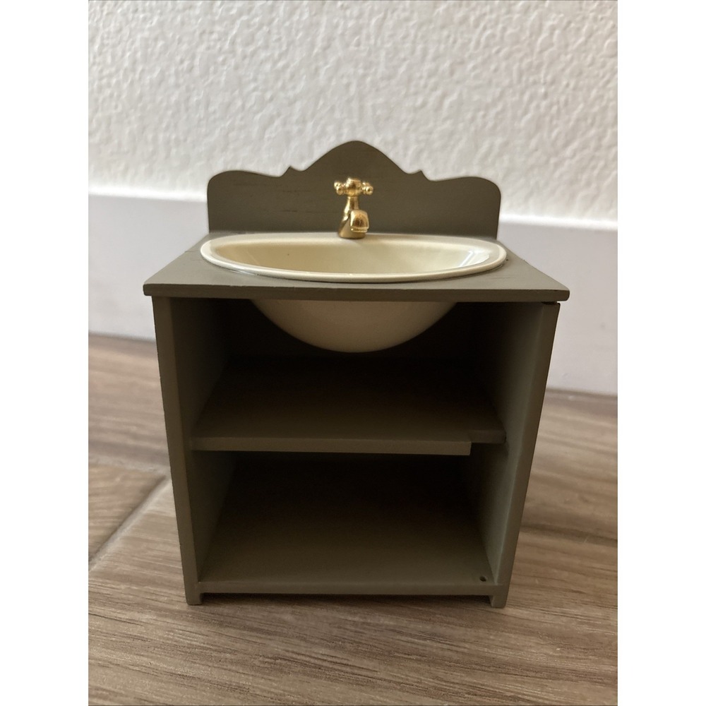 Maileg Green Bathroom Sink Cabinet Dollhouse Mouse Furniture Large Size No Door